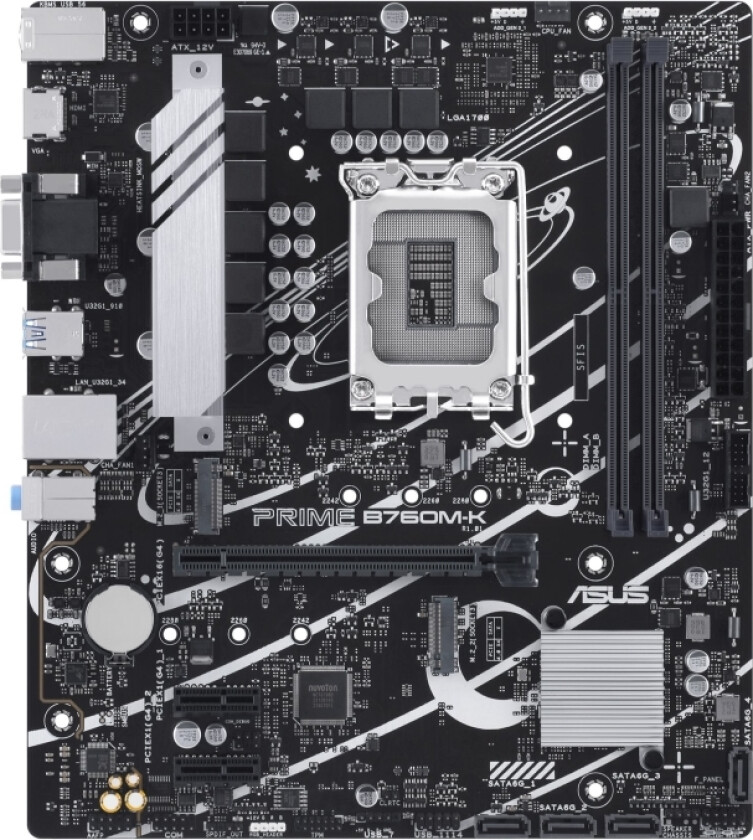 PRIME B760M-K - Hovedkort - mikro ATX - LGA1700-sokkel - B760 Chipset - USB 3.2 Gen 1 - 2.5 Gigabit LAN - innbygd grafikk (CPU kreves) - HD-lyd
