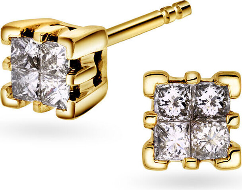 Bilde av , Øredobber i 585 gult gull med diamanter 0,25 ct