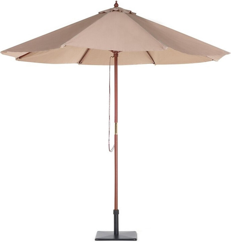 Hageparasoll Sand Beige Stoff ø 270 x 254H cm Bjørkestang Sammenleggbar Utendørs Moderne