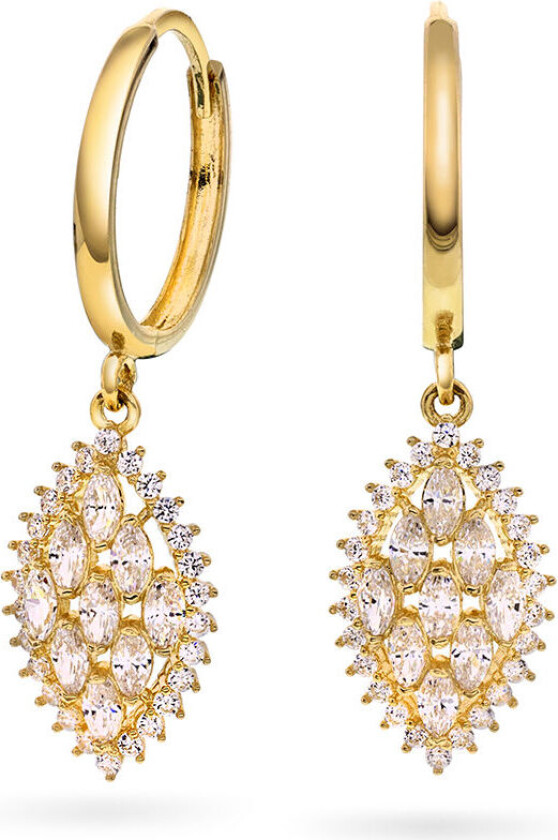 Bilde av , Øreringer i 585 gult gull med zirkonia