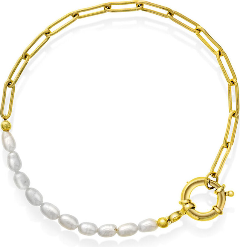 Armbånd i 925 forgylt sølv med ferskvannsperler