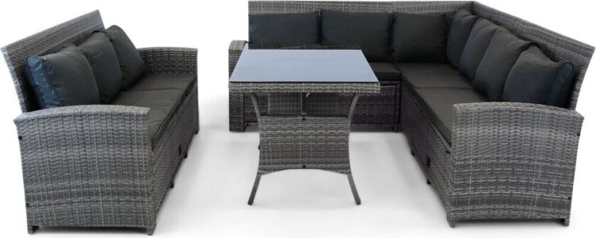 Sofagruppe utemøbler   Innebygd oppbevaring   Grå kunstrotting   Sannäs