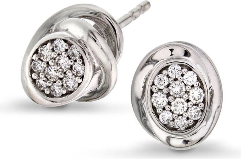 Bilde av , Øredobber i 585 hvitt gull med diamanter 0,15 ct