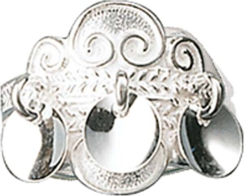 Bunadsring i 830 hvitt sølv med løv