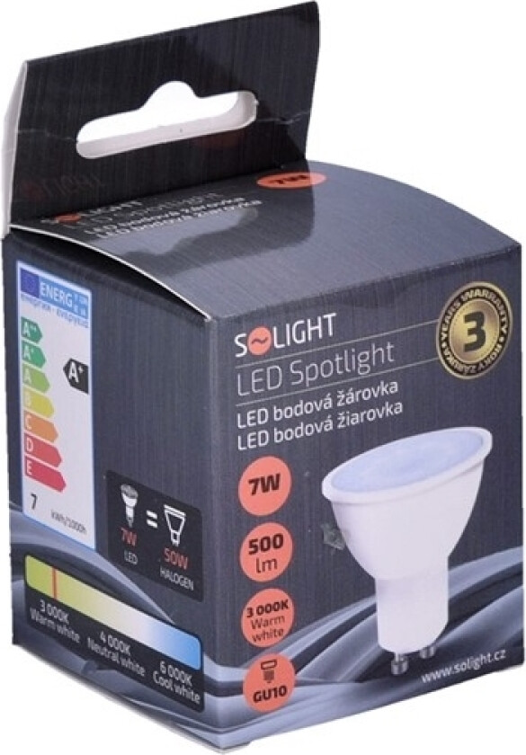 WZ318A, 7 W, 50 W, GU10, 500 lm, 35000 timer, Varm hvit