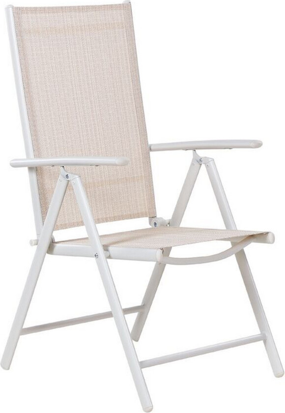 Sett med 6 Hagestoler Beige tekstil Hvit aluminiumsramme Pulverlakkert Sammenleggbare Hvilestoler Moderne design