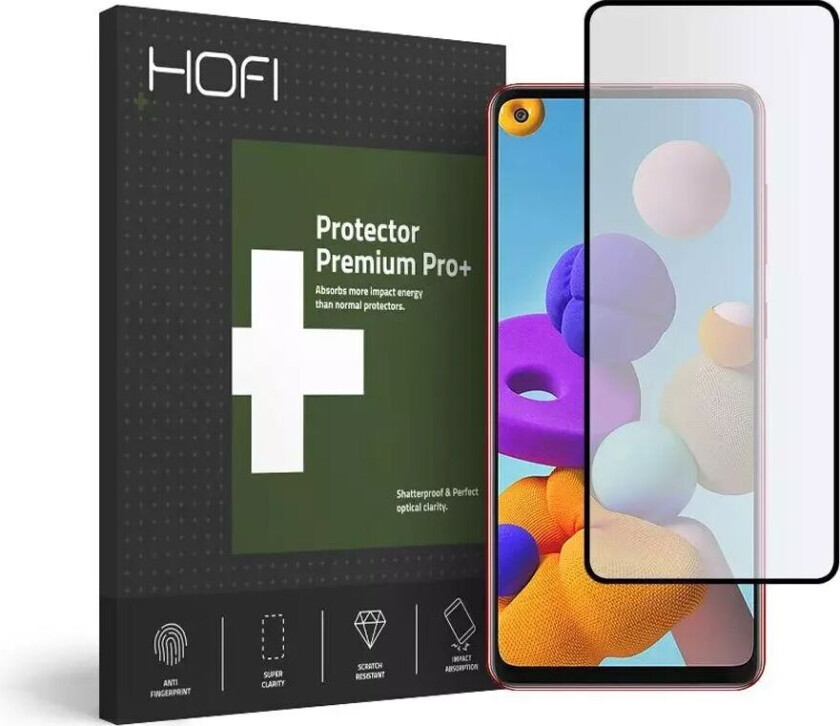 Hofi Premium Pro+ Samsung Galaxy A21s UltraFlex Full-Fit Skjermbeskytter - Svart