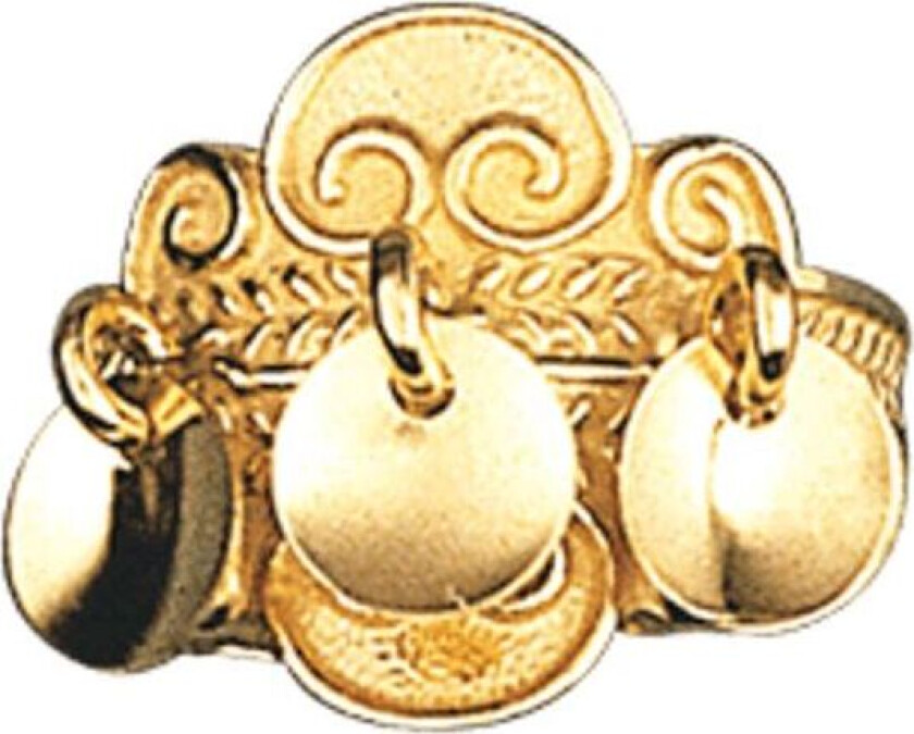 Bunadsring i 830 forgylt sølv med løv