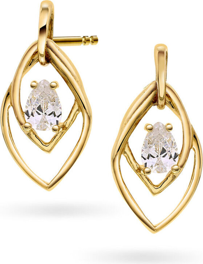 , Øredobber i 585 gult gull med zirkonia