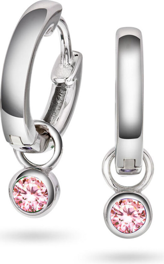 , Øreringer i 925 sølv med rosa zirkonia