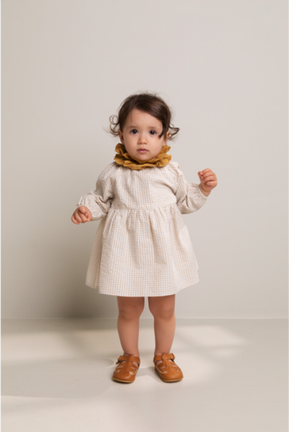 MarMar Kjole Dawson Cotton Seersucker Grey Sand Gingham