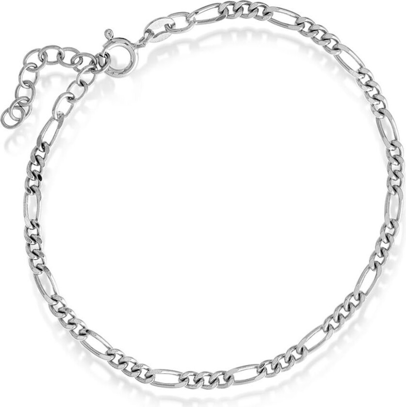 Figaro armbånd i rhodinert 925 sølv, 19 cm