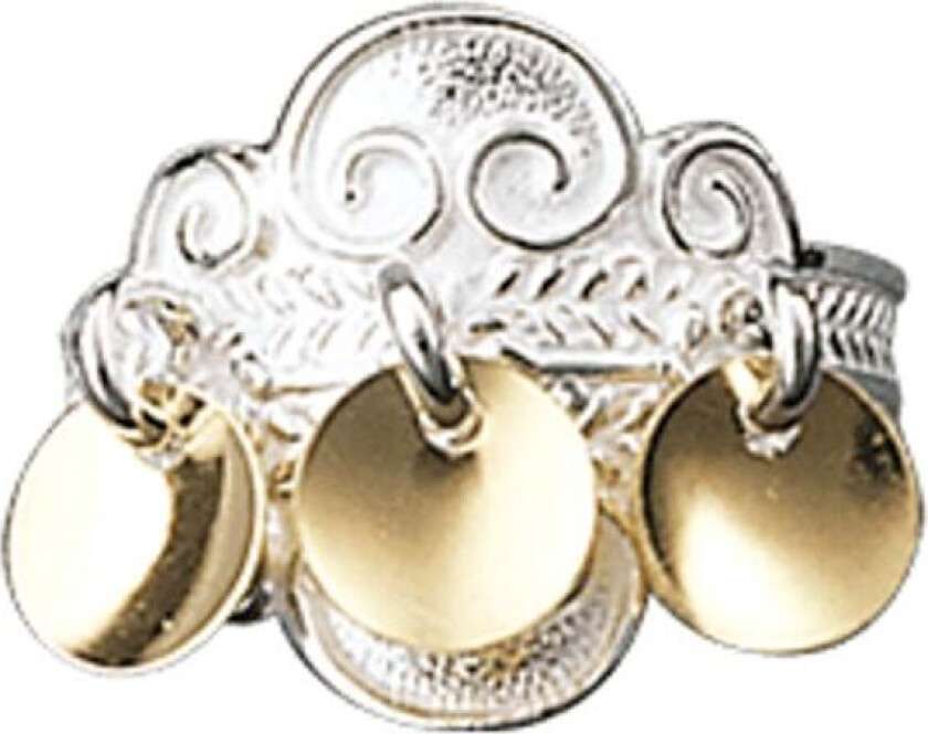 Bunadsring i 830 hvitt sølv med forgylte løv