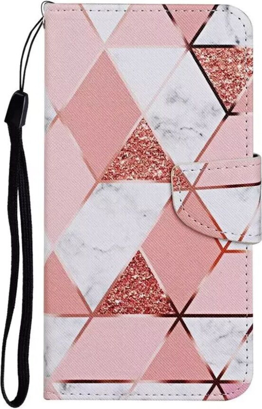 Samsung Galaxy S23 FE Kunst Skinn Flip Deksel med Stropp & Lommebok - Marmor Mønster