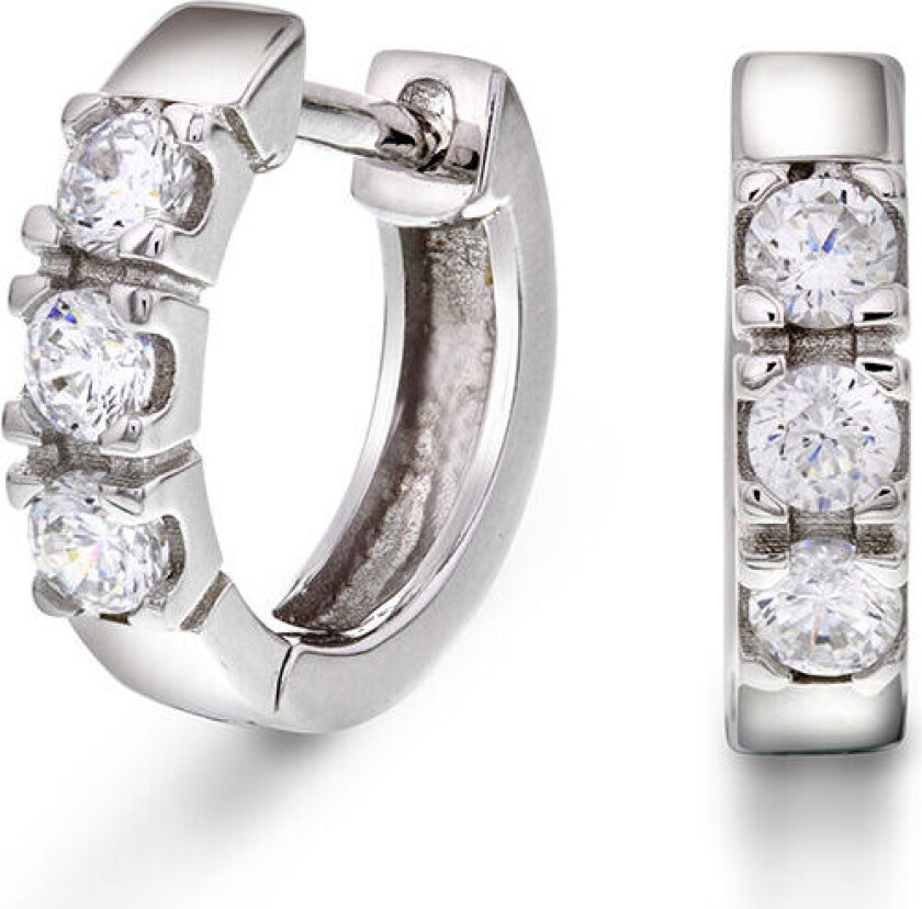 , Øreringer i 925 sølv med zirkonia