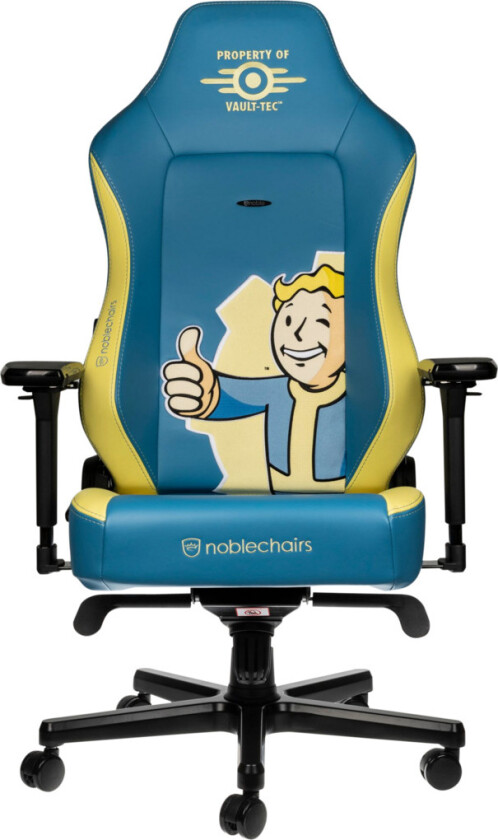 GamersWear Noblechairs Hero - Stol - armlener - T-formet - tipping - roterende - nylon, lær, velur, polyuretanlær, pulverbelagt aluminium, kaldskum - Fallout Vault-Tec Edition