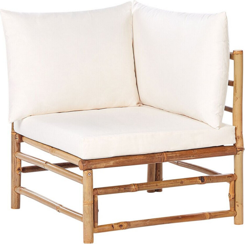 Hjørne 1-seters Seksjon Off-White Bamboo Polyester Fabric Cushion Armløs Stol Modulær Sofa