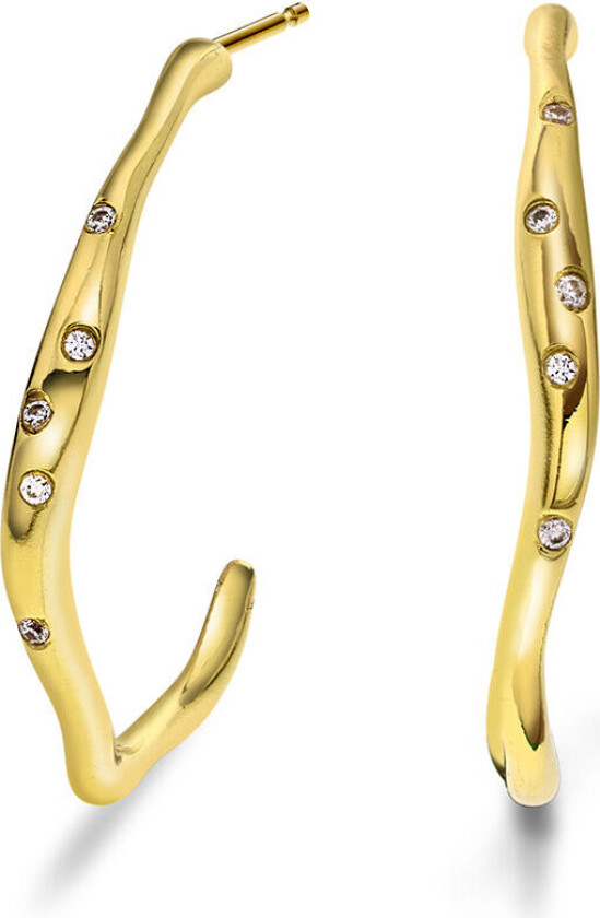 Shapes by Gulldia, Air øreringer i 925 forgylt sølv med struktur og zirkonia