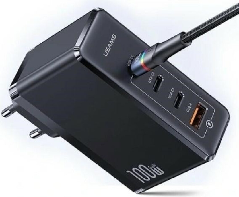 Usams Vegglader GaN 100W PD 3xUSB-C/ USB T50