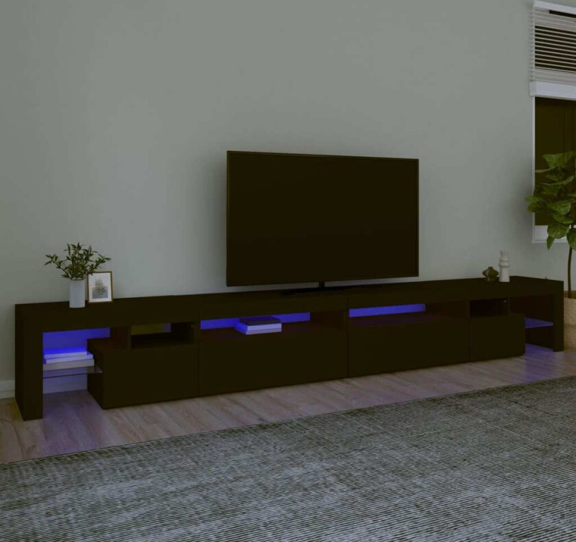 TV-benk med LED-lys svart 290x36,5x40 cm