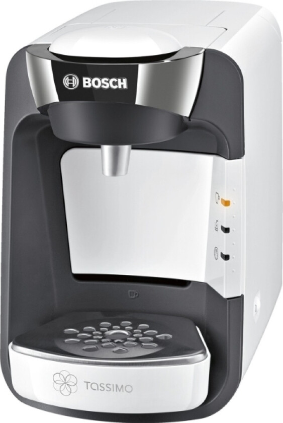 TASSIMO SUNY, Kapseldrevet kaffemaskin, 0,8 l, Kaffe kapsyl, 1300 W, Kromfarget, Hvit