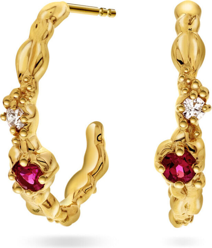 , Øreringer i forgylt 925 sølv med zirkonia