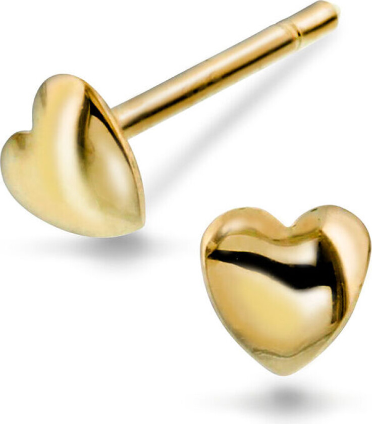 , Øredobber til barn i 585 gult gull med hjerte