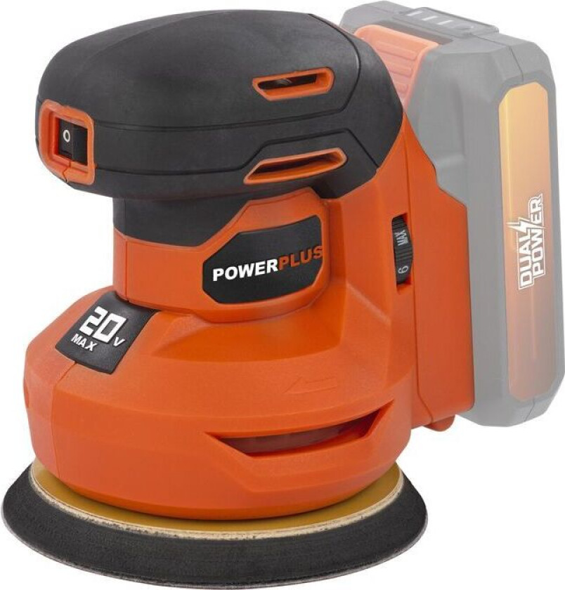Eksentersliper med tilfeldig bane Powerplus Dual Power Powdp50400 + G80 20 V Ã 125 mm