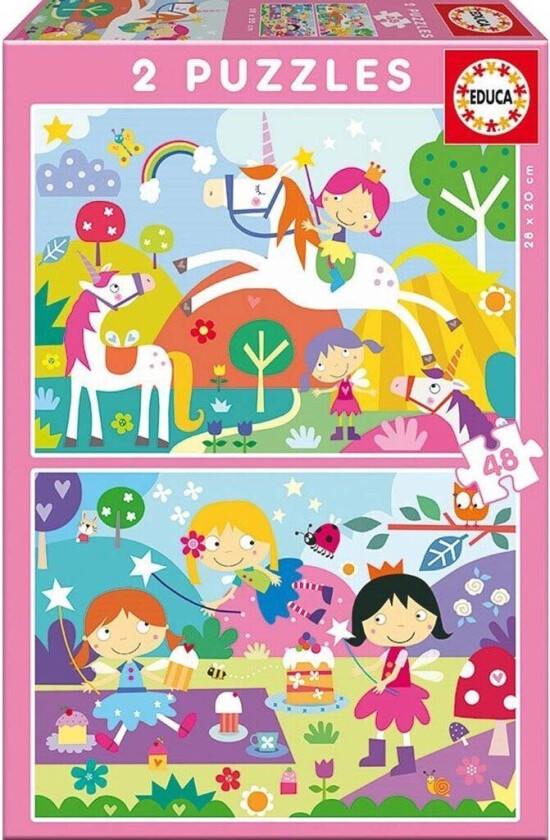 2 Puslespillsett Educa Fantasy world 48 Deler