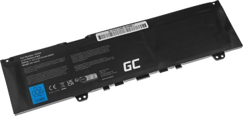 Green Cell - Batteri til bærbar PC (tilsvarer: Dell F62G0) - litiumpolymer - 3-cellers - 2200 mAh - svart