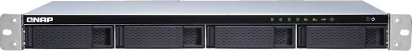 Qnap TS-431XeU, NAS, Rack (1U), Annapurna Labs, Alpine AL-314, Sort, Rustfritt stål