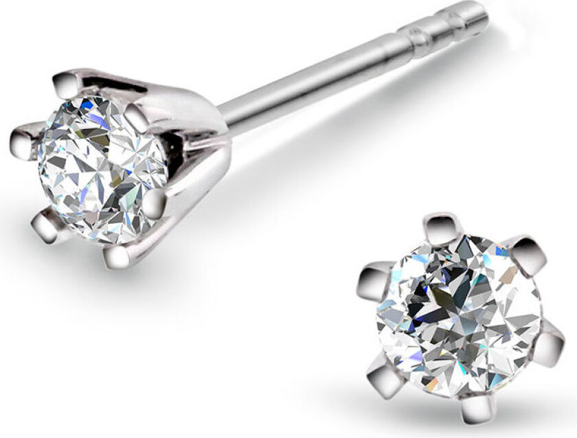 Olivia, Øredobber i 585 hvitt gull med diamant 0,40 ct