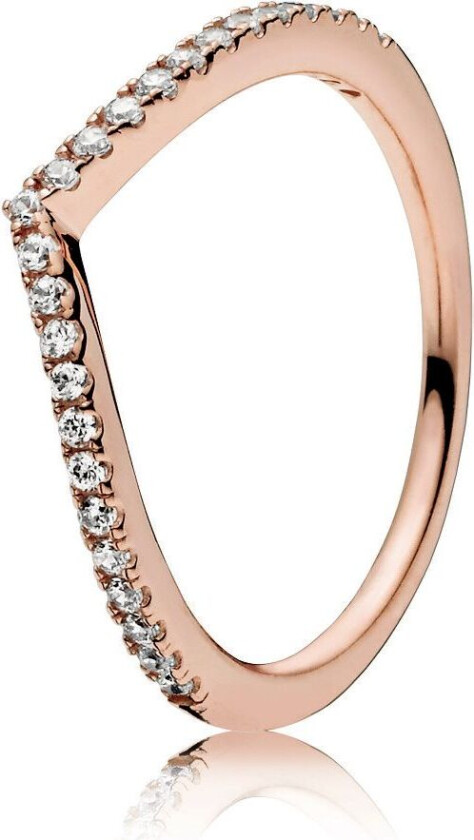 Ring i 925 rosèforgylt sølv med zirkoner, str 50