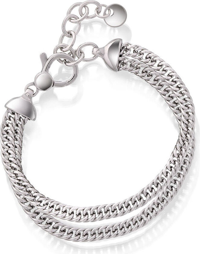 Armbånd i rhodinert 925 sølv 2 radet, 21 cm