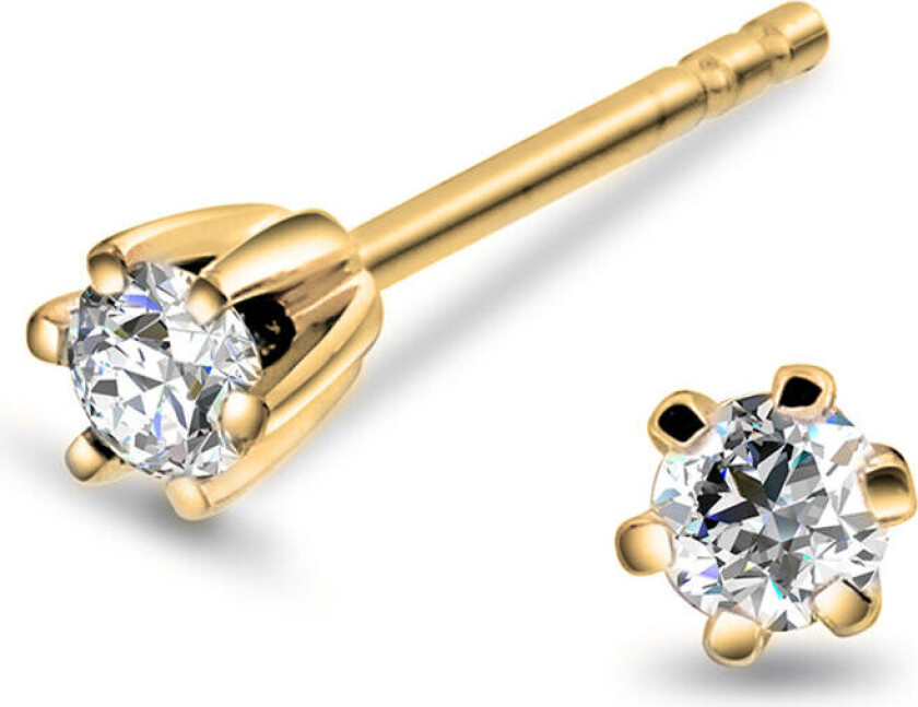 Olivia, Øredobber i 585 gult gull med diamant 0,14 ct