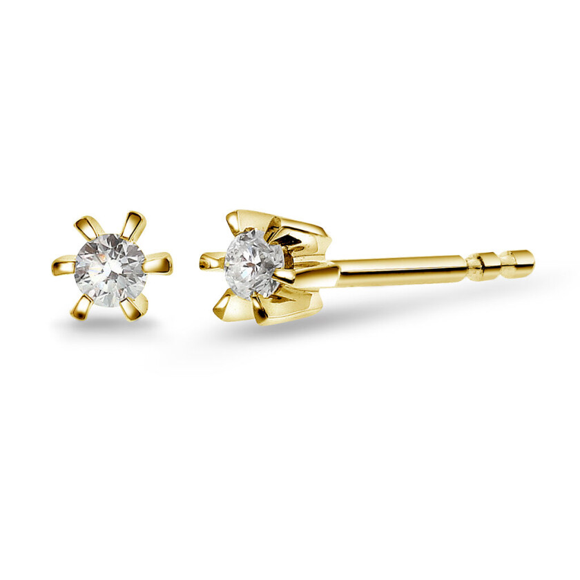 , Isabella enstens øredobber i 585 gult gull med diamant 0,10 ct WSI
