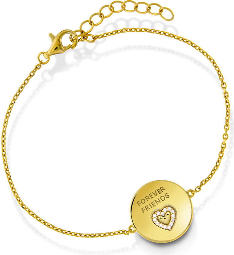 Armbånd i 925 forgylt sølv med hvite zirkonia og teksten "FOREVER FRIENDS"