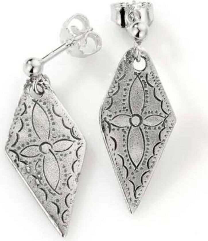 Bilde av Romeriksbunad, Øredobber i 925 oksidert sølv med heng