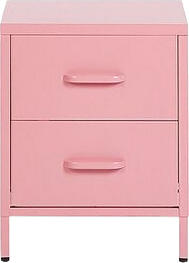 Nattbord rosa metall 2 skuffer industriell