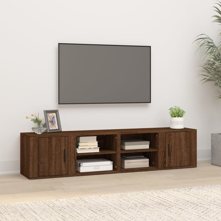 TV-benker 2 stk brun eik 80x31,5x36 cm konstruert tre