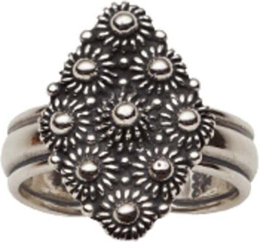 Bunadsring Telemark i 830 oksidert sølv med kruser