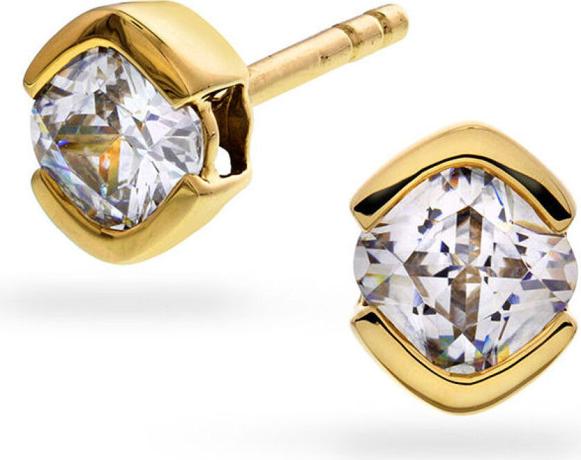 Bilde av , Øredobber i 585 gult gull med zirkonia