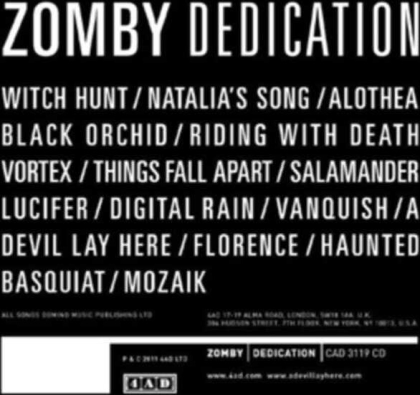 Zomby : Dedication CD (2011)