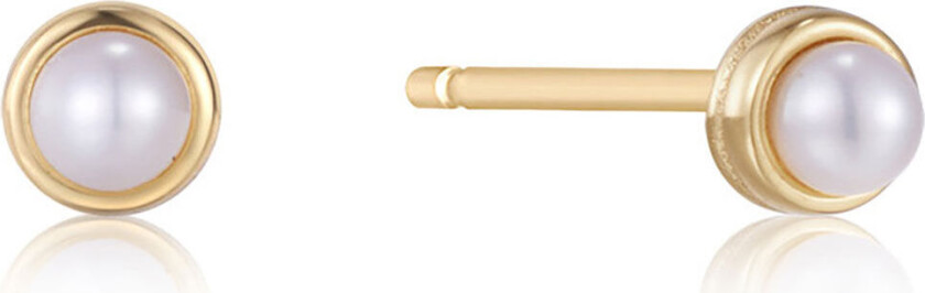 , Studs i forgylt 925 sølv med ferskvannsperle