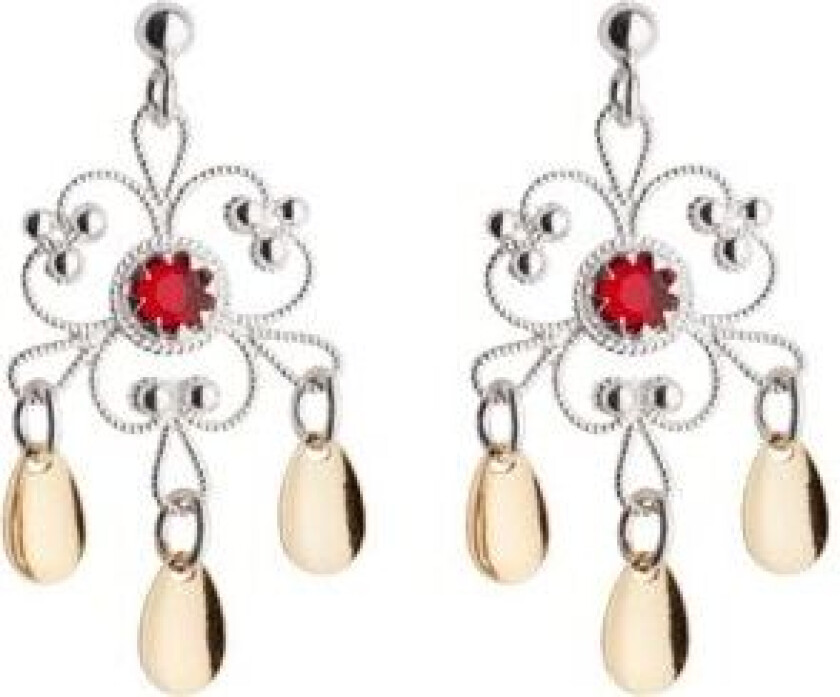 Øredobber i 830 hvitt og forgylt sølv