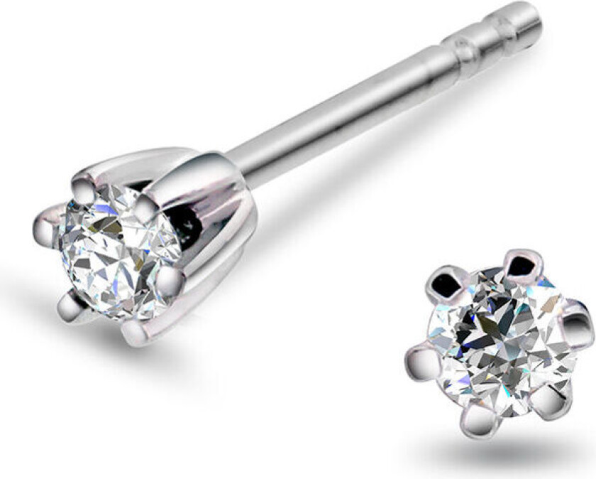 Olivia, Øredobber i 585 hvitt gull med diamant 0,10 ct