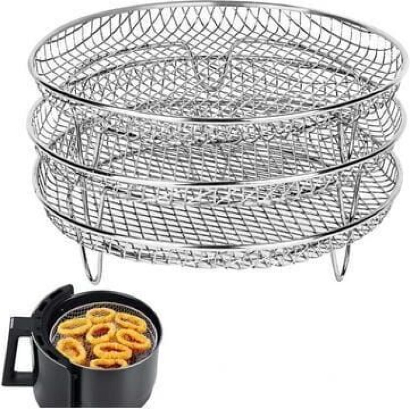 3 stk Rack Airfryer Kurvrom Rustfritt stål - Round