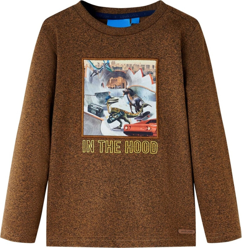 T-skjorte for barn med lange ermer konjakk melert 116