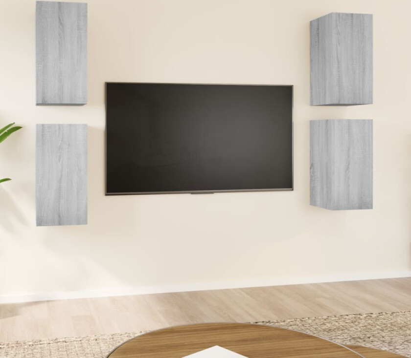 TV-benk 4 stk grå sonoma 30,5x30x60 cm konstruert tre