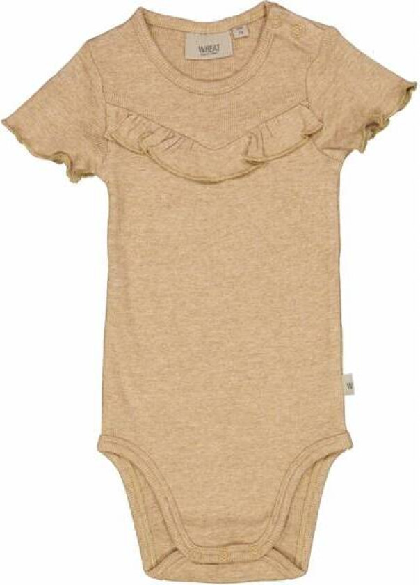 Sand Melange Rib Ruffle SS Body